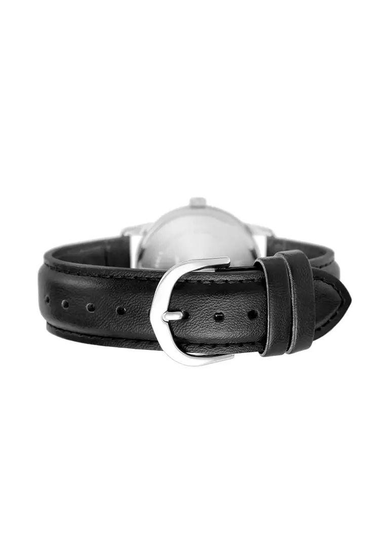 Men Analog Watch MTP-V002L-1B3 Black Leather Strap