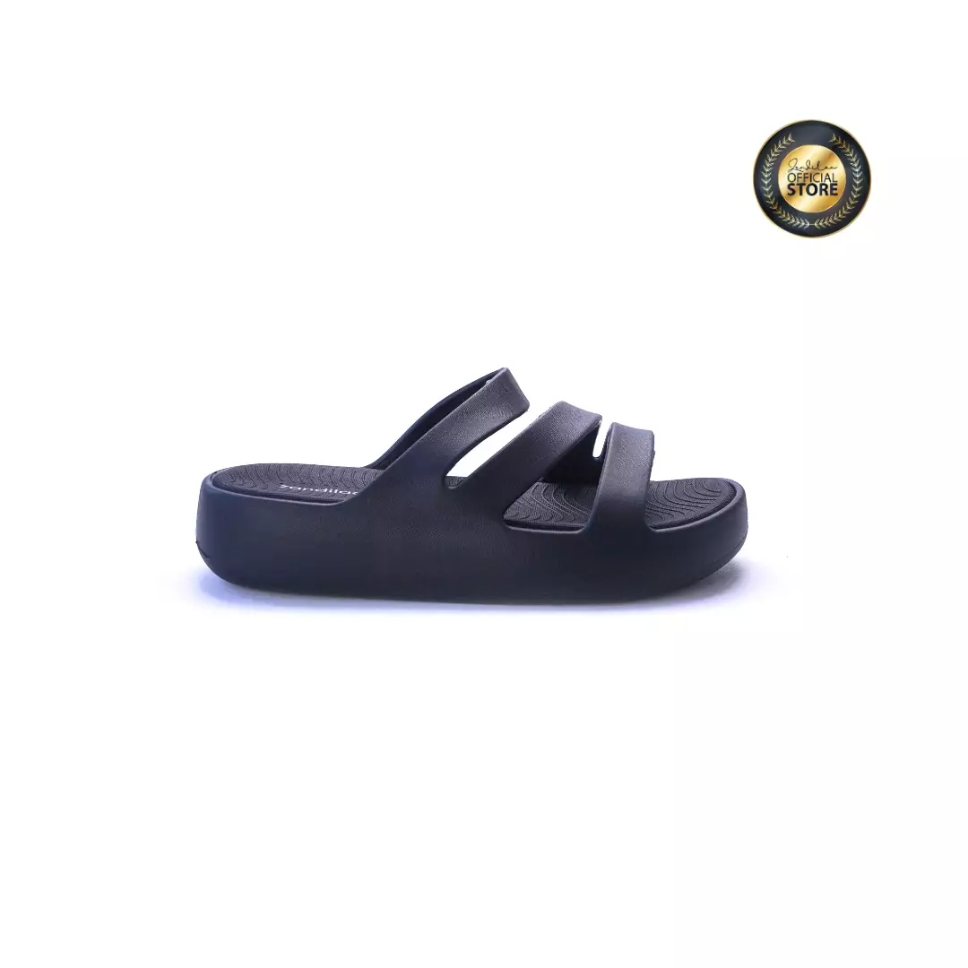 ZANDILAC - SANDAL WANITA DEWASA CH220616WD - HITAM full karet