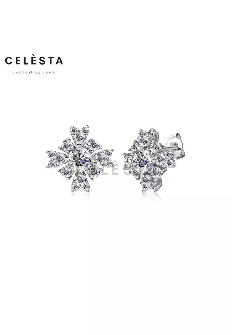 Berlian Moissanite Eloise Earring [GRA CERTIFICATE MOISSANITE DIAMOND] - Anting 0.5ct Moissanite Diamond with 925 Silver Celesta Moissanite