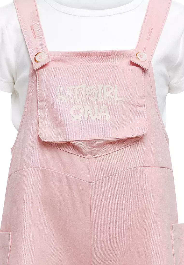 Qna Girl Vioneta Overall Celana Pendek anak Salem