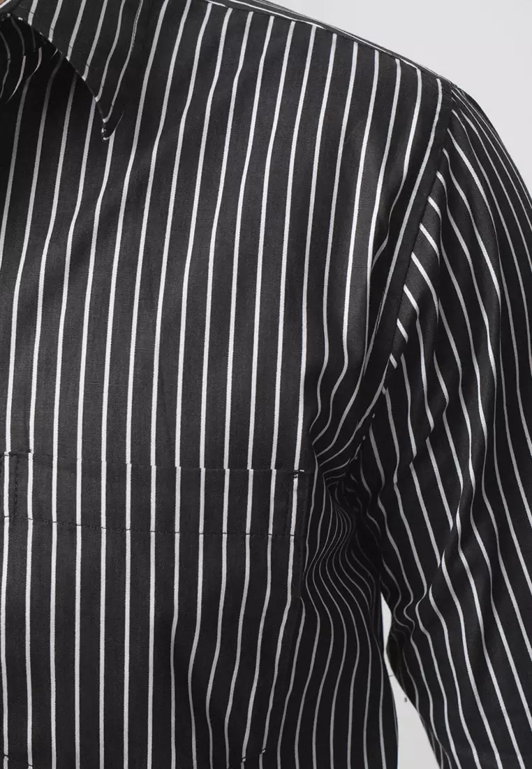 Hugo Stripe Shirt Black LS