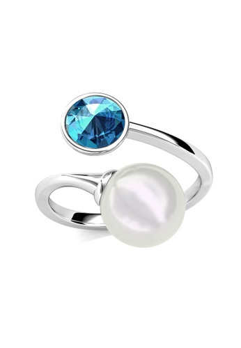 Her Jewellery silver Dew Pearl Ring - Made with Swarovski Crystals 7FB57AC4DE36ABGS_1