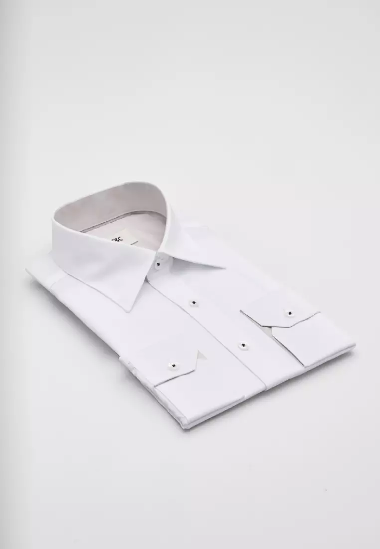 White Texture Slim Fit Shirt