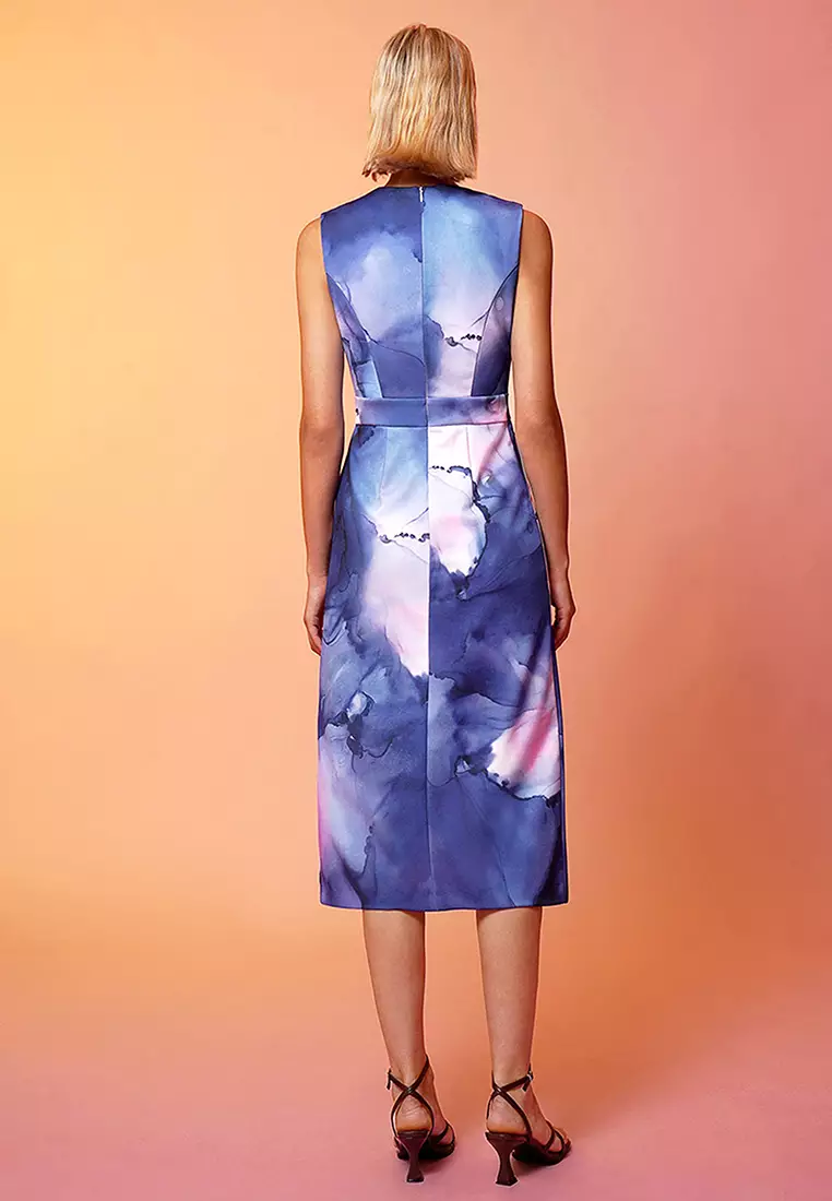 white christmas dresses Side Printed Pleated Shift Dress – SaturdayClub International main image 1