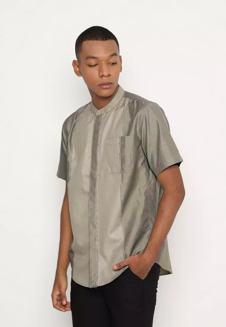 RBJ Kemeja Koko Border Olive Regular Fit Pria
