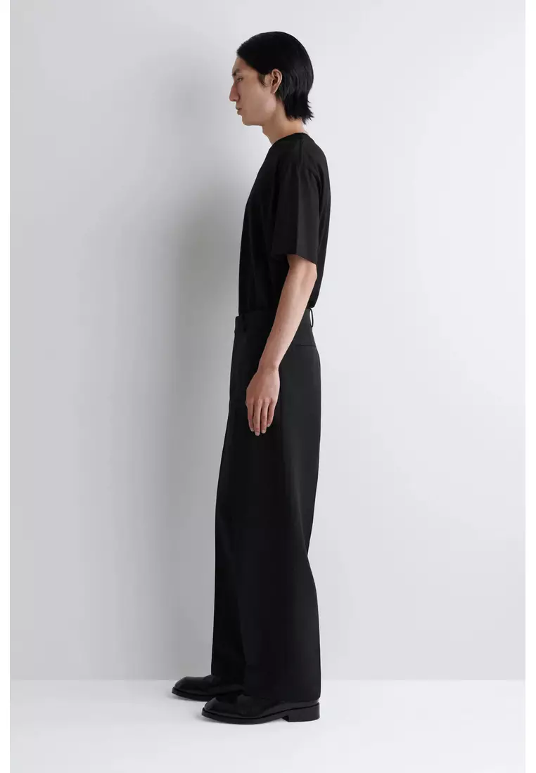 WOOL-BLEND RELAXED-FIT STRAIGHT-LEG TROUSERS