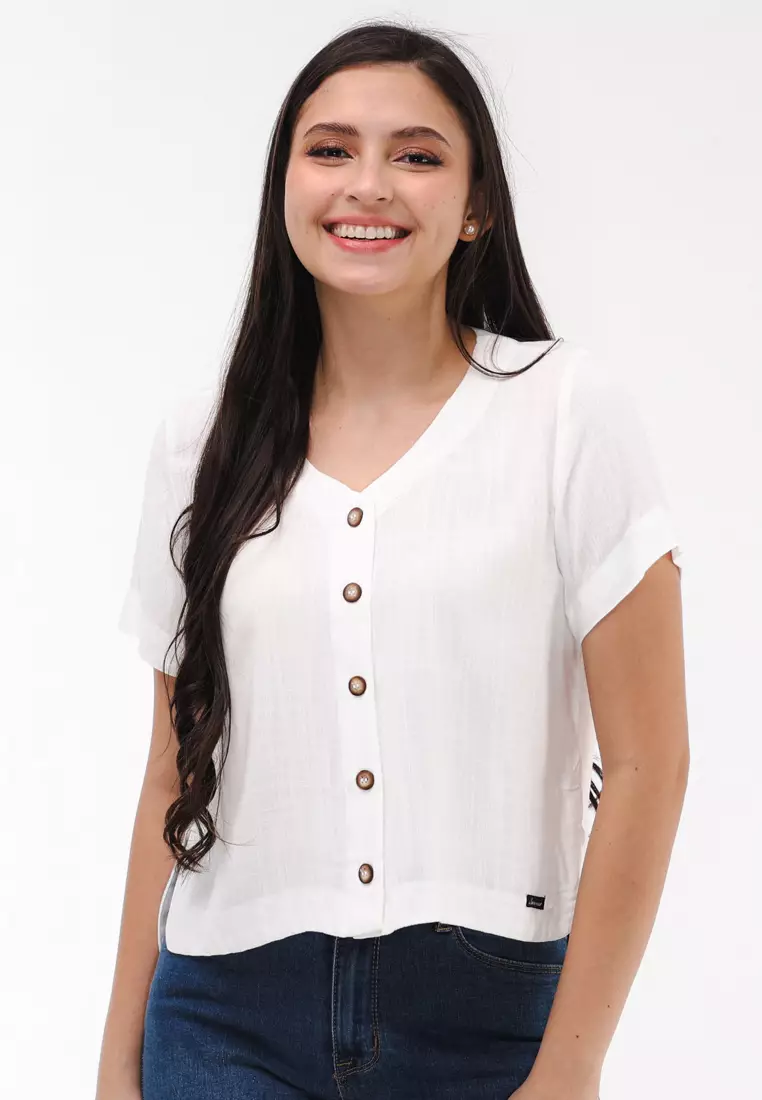 Soft Linen Woven Short Sleeves Blouse