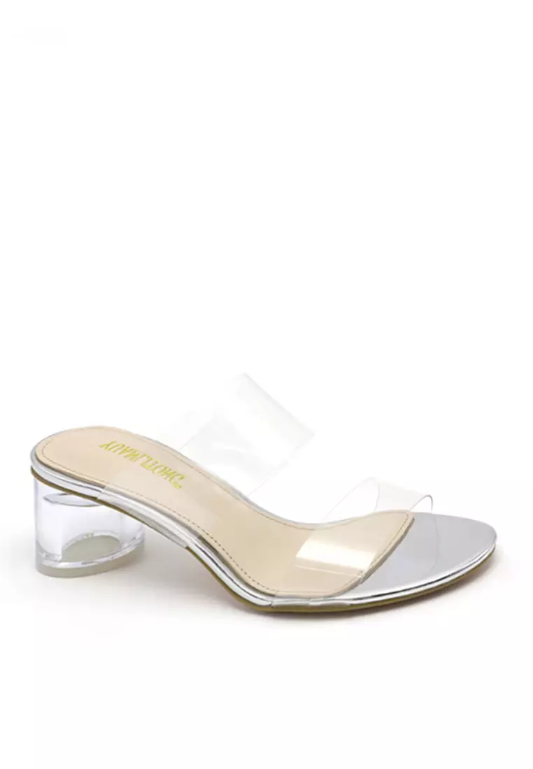 Mid heel clear sandals on sale