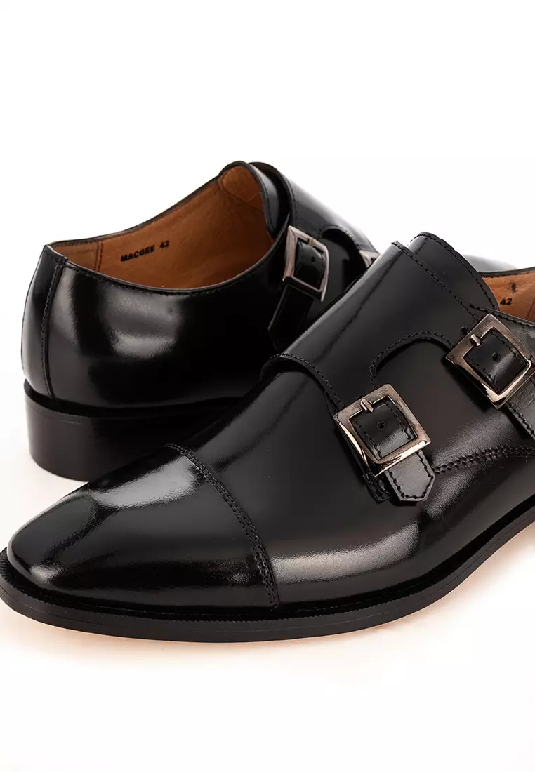 MacGee Black Double Monk Strap Shoes
