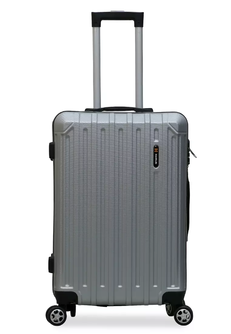 Isvara Tas Koper Hardcase Unisex One Set Suitcase Number Code Combination Lock Large Compartment Material ABS+PVC Coated ORIGINAL - Gray