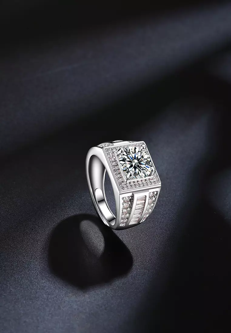 Cincin Pria Berlian Sertifikat GRA Adjustable Fashion Tunangan Cincin Cowok Rings