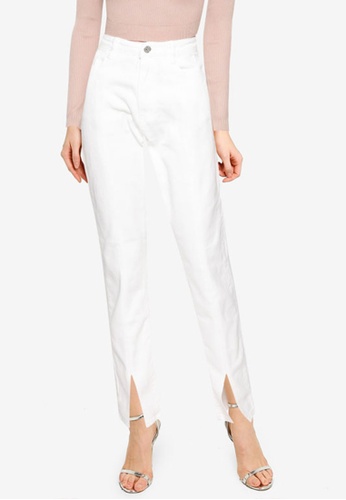 MISSGUIDED white Front Split Jeans 2C319AA068951BGS_1