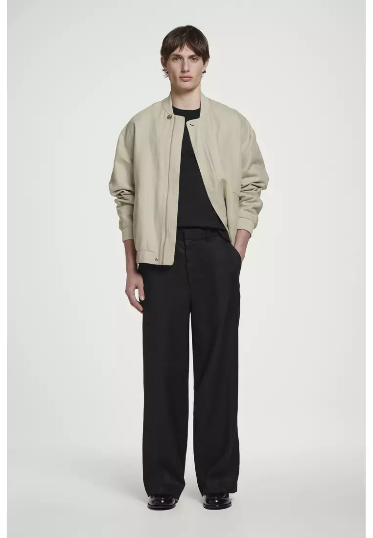 FLUID LINEN WIDE-LEG TROUSERS