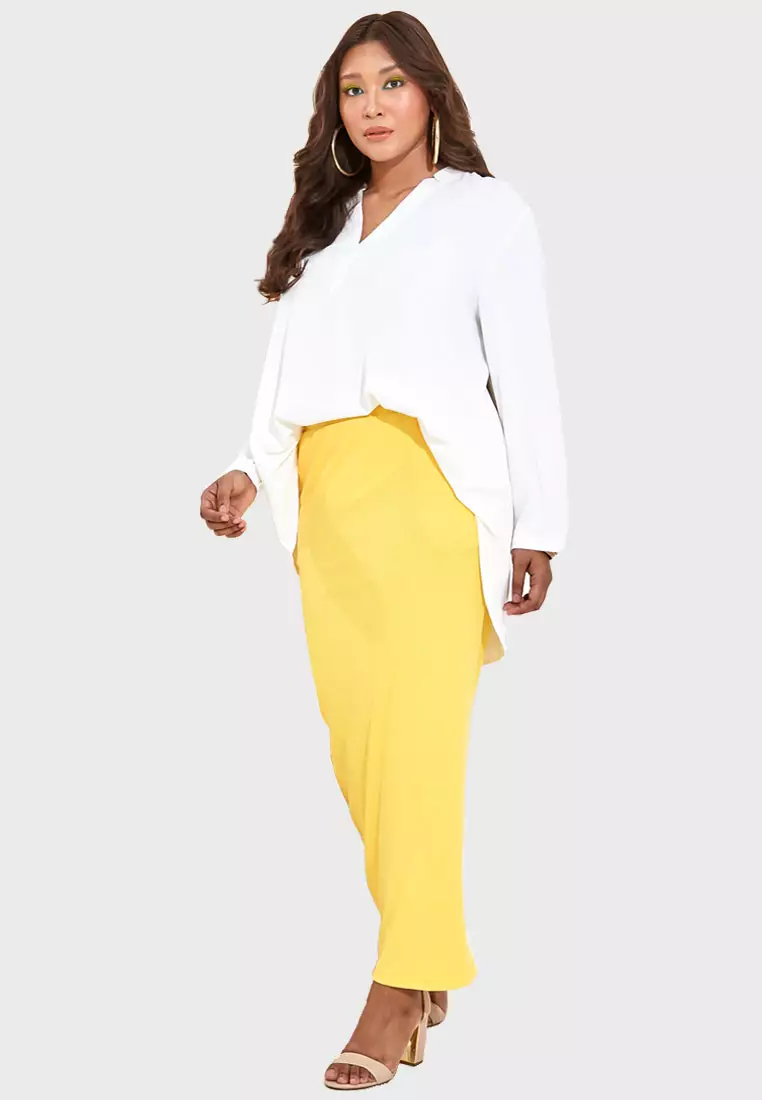 Plus size outlet yellow pencil skirt