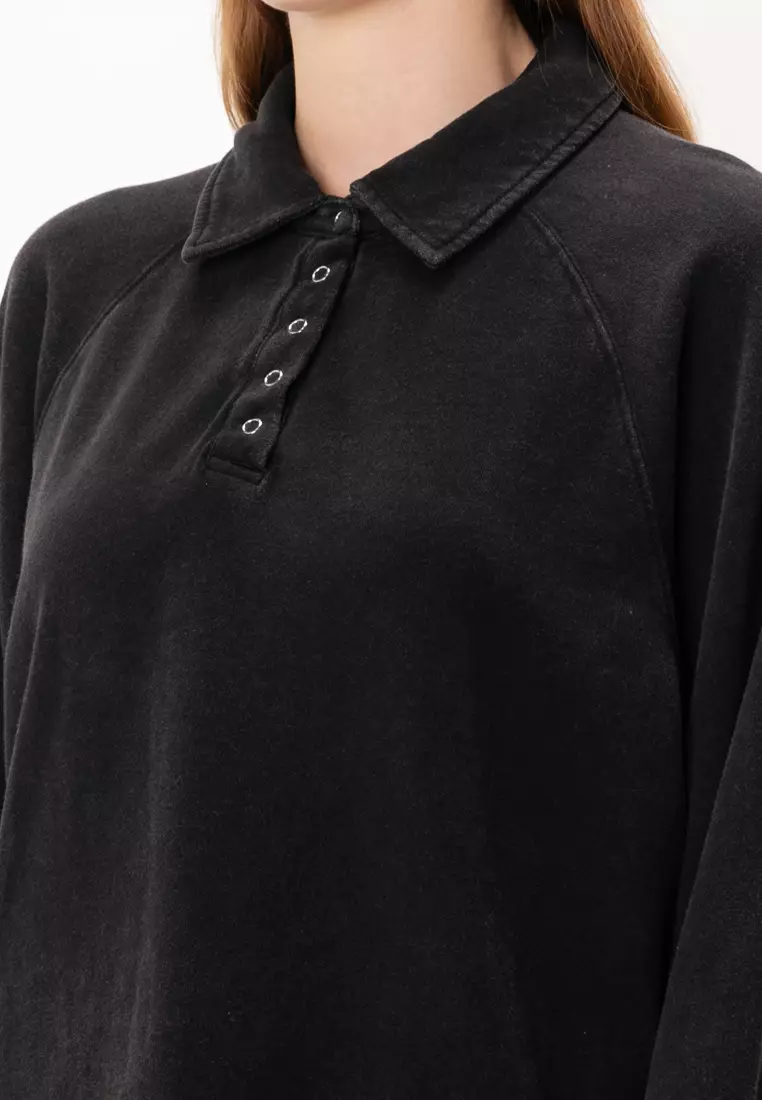 Oversized Collared Lounge Fleece Sweatshirt