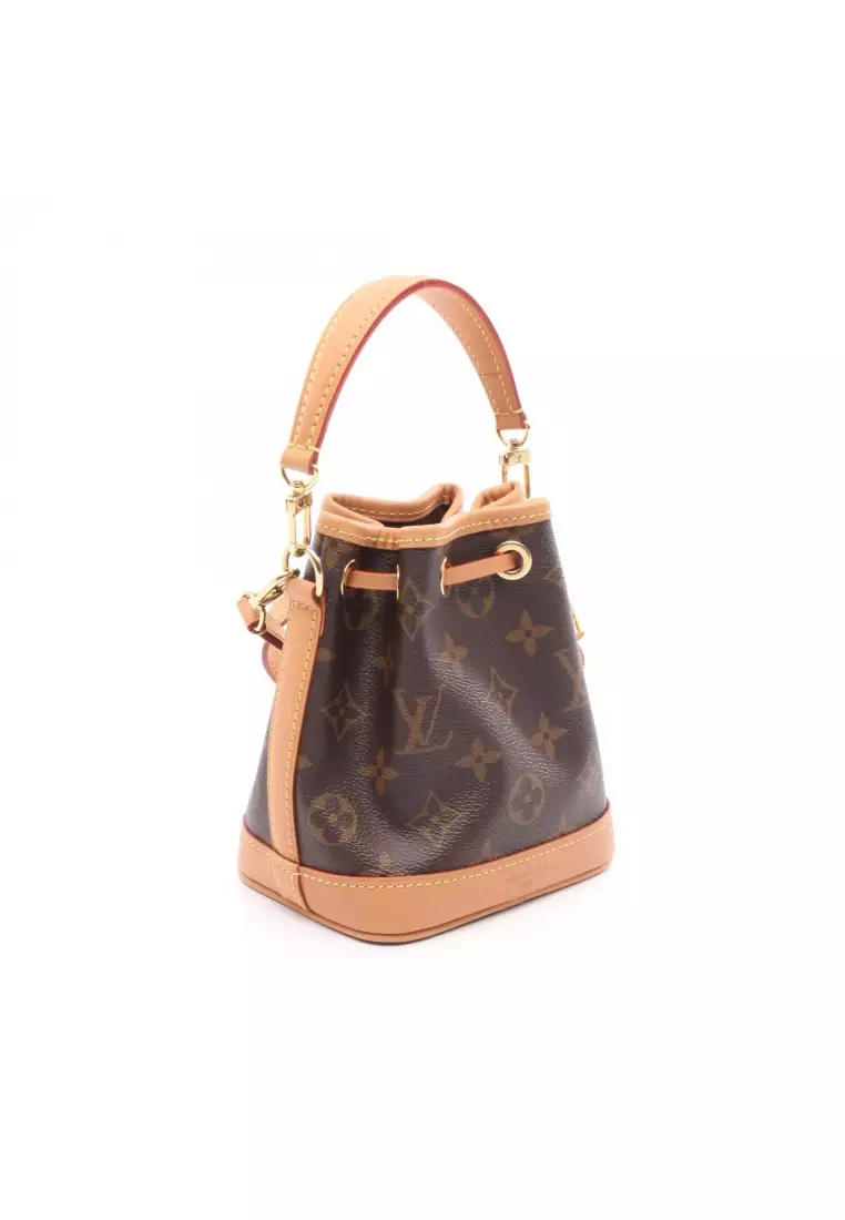 Pre-Loved Louis Vuitton Nano Noe monogram Handbag PVC leather Brown 2WAY