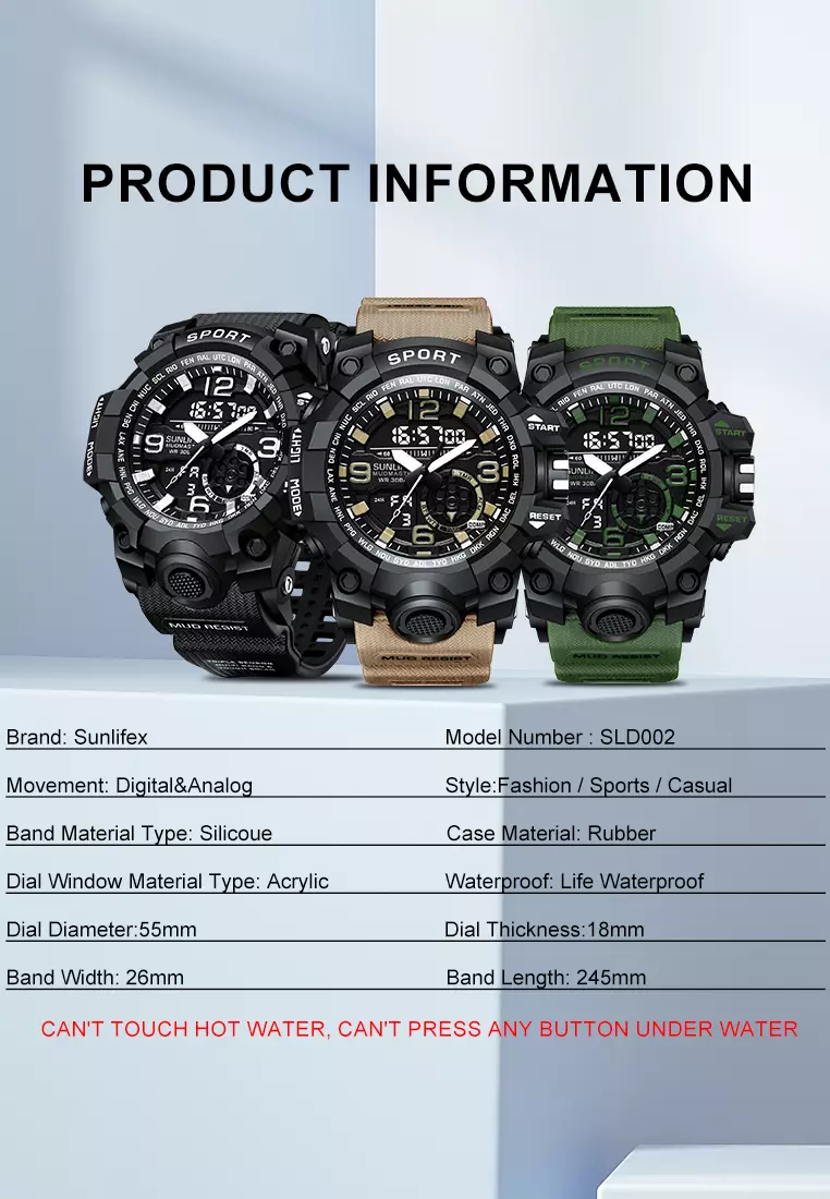 Jam Tangan Pria D002 Original Olahraga Jam Digital Multifungsi Tali Silikon Jam Tangan Cowok green