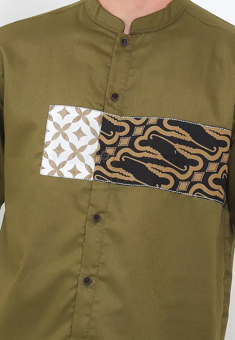 Kemeja Koko Al- Bari'U Stand Collar Shirt Lengan Pendek