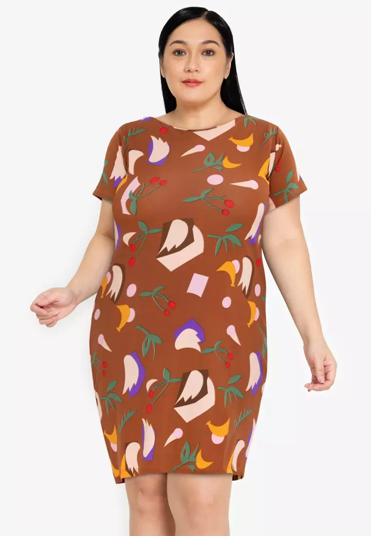 Plus Size Short Sleeve Printed Dress