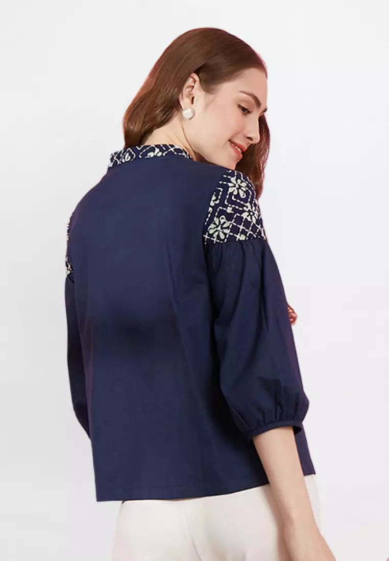 Blouse Batik Asteria Navy