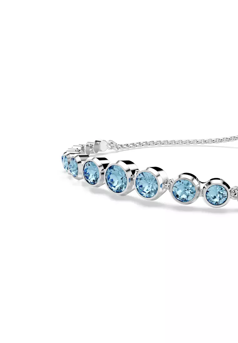 Imber Tennis bracelet, Mixed round cuts, Blue, Rhodium plated