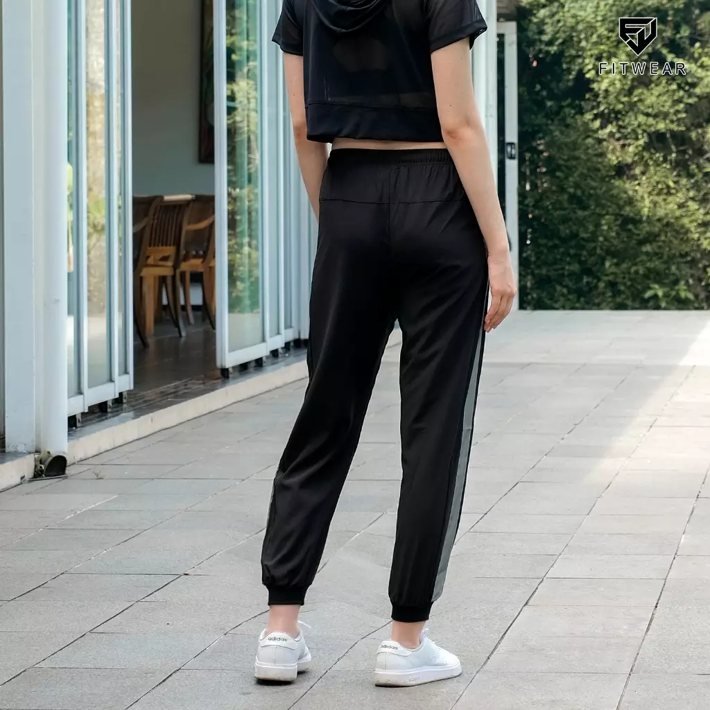 Fitwear - Jogger Olahraga Wanita FARA SIDE FLASH - Black