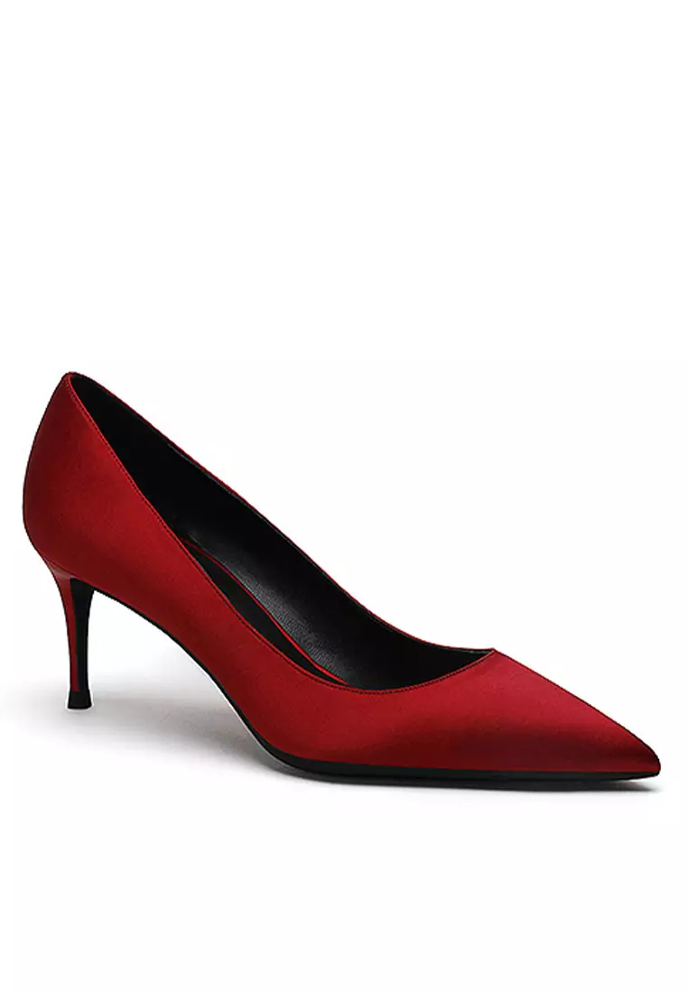 6CM Silk Fabrics Pointed High Heel Shoes HZL163