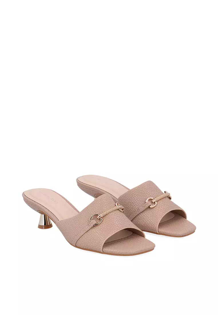 Medium Brown CR Rhea Heeled Mules