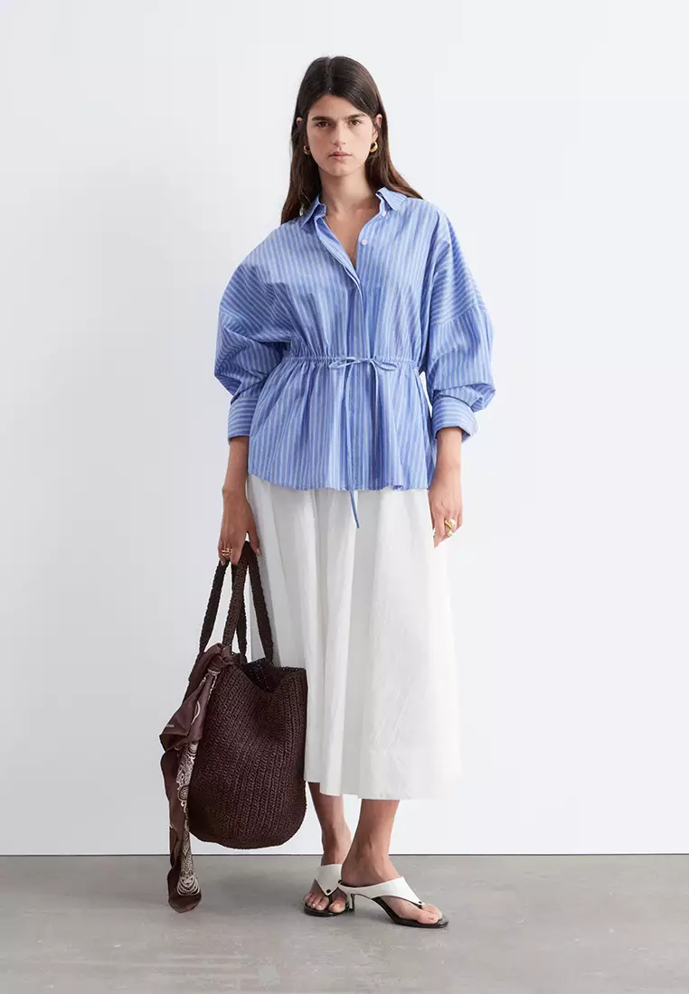 Cotton Poplin Drawstring Shirt