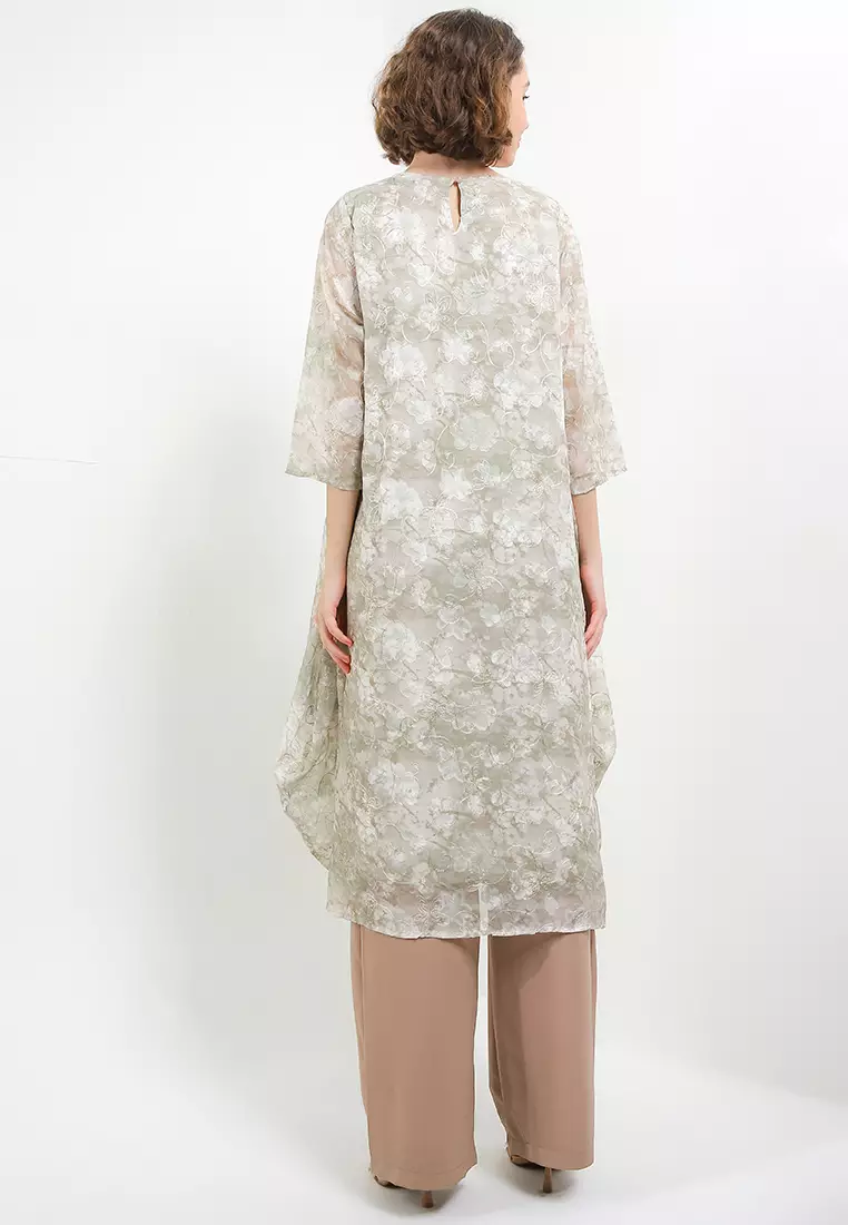 Gold Embroidery Flo Print Jacq Bubble Tunic