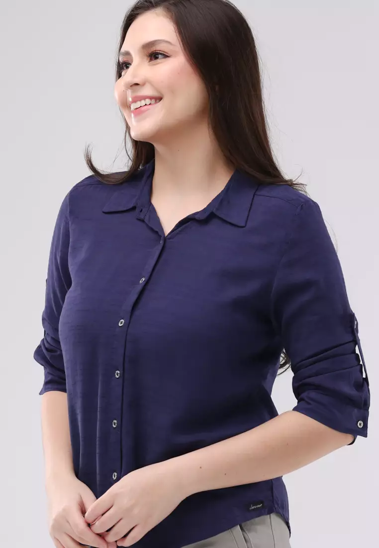 Textured Slub Woven 3/4 Blouse