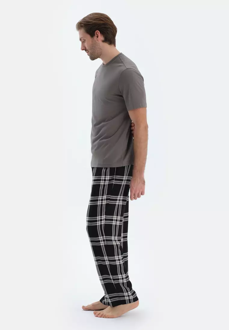 Dagi Plaid Thermal Shirt Trousers Pajama Set Donna