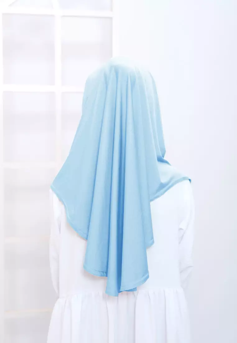 Cotton Bee - Hijab Instan Anak | Zura Tali Bergo Non Pad - Sea Blue - XL 