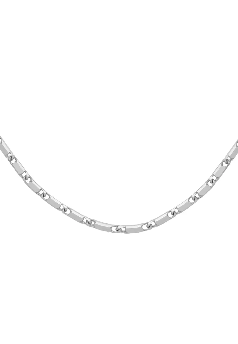 TOMEI Plain Gold Basic Chain, White Gold 750