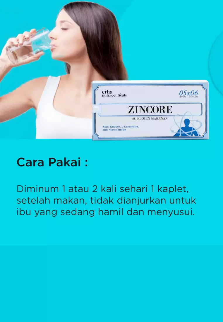 ERHA Zincore 30Caps - Suplemen Kulit Jerawat
