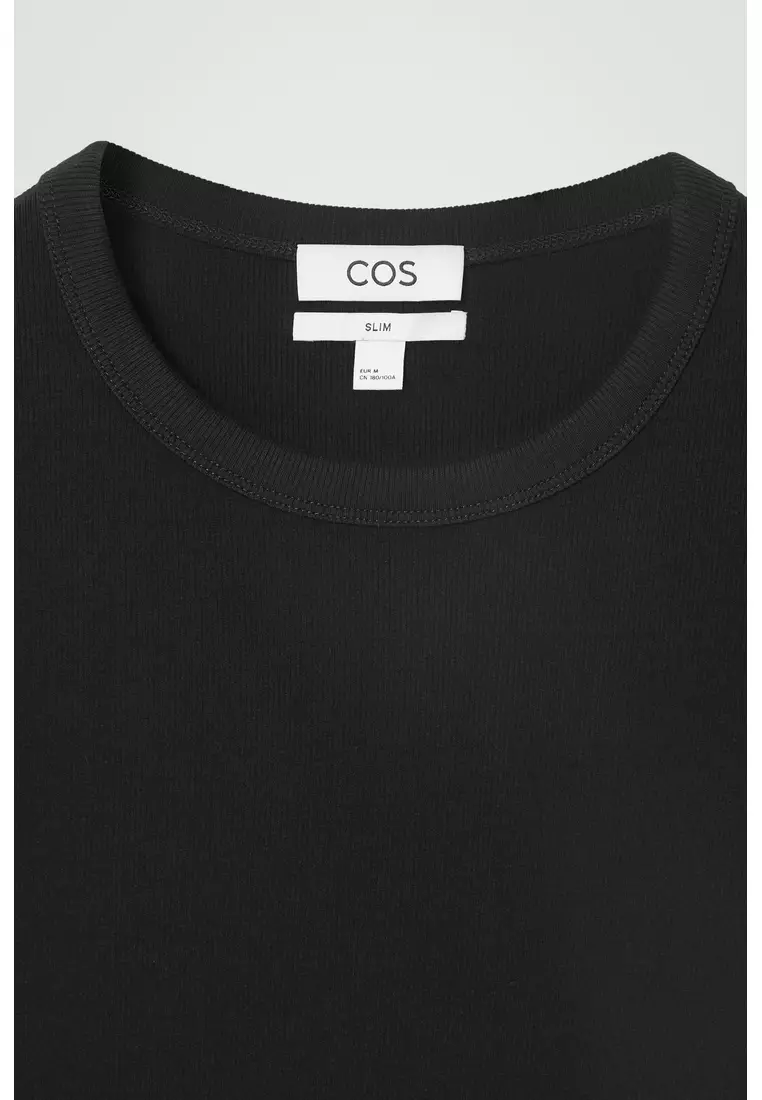SLIM RIBBED COTTON T-SHIRT