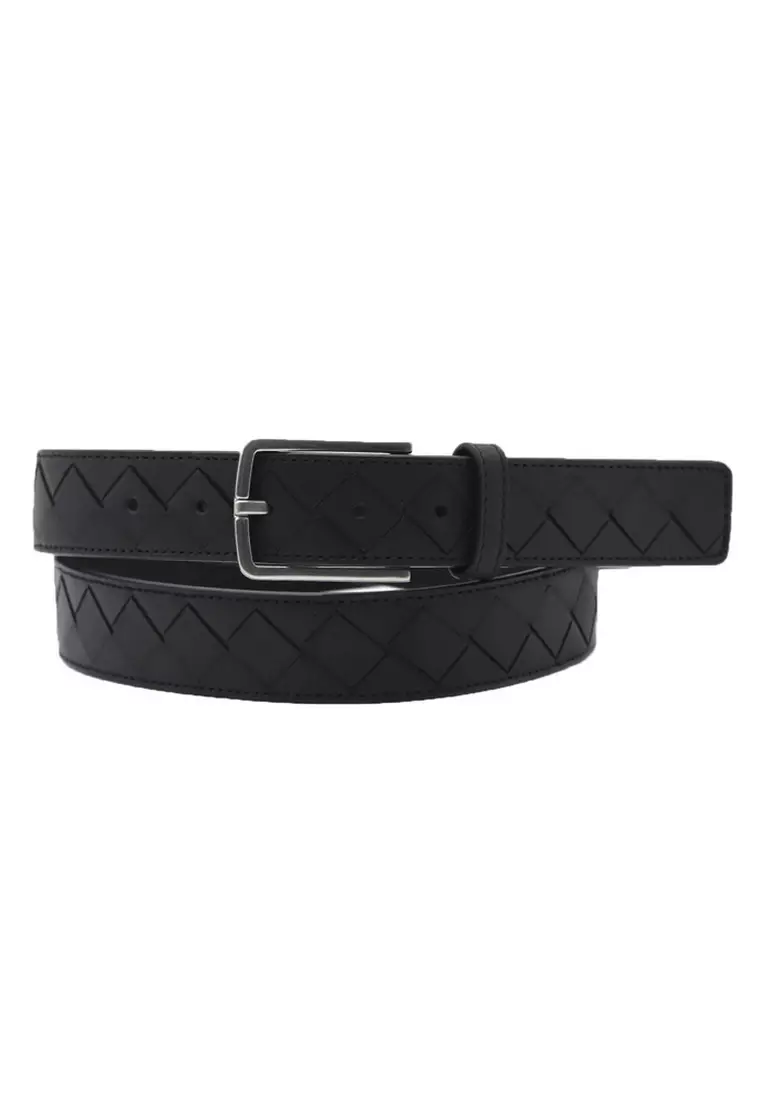 Jual BOTTEGA VENETA Woven Pattern Belt in Black Original 2025