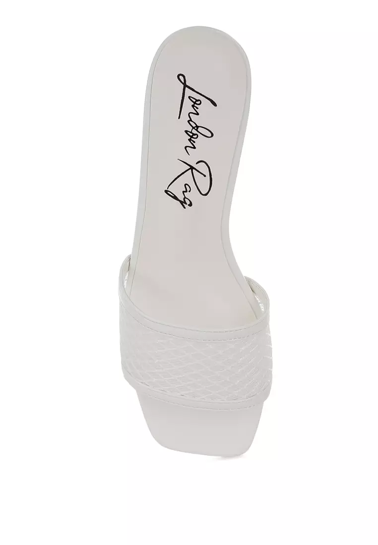 Slip-On Low Block Heels in White