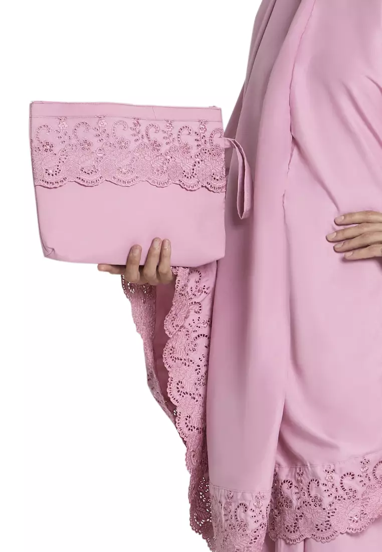 Kiera Mukena Pasteleena Jumbo Berenda Motif Polos Wanita - Royal Rose