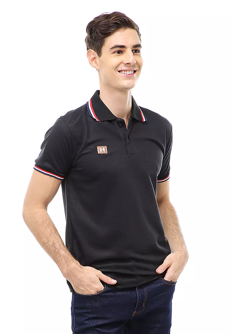 Jack Atasan Formal Kaos Polo Pria Short Sleeve Material Cotton ORIGINAL - Black