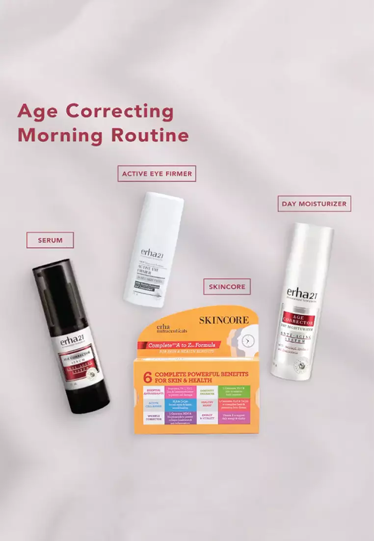 ERHA Age Corrector Serum Peptides & Soya Phytoplacenta for Well-Aging | Mengurangi Garis Halus Kerutan | Melembabkan | Boost Kolagen | Mencerahkan Flek Hitam | Glowing Plumpy | Anti Aging | Kenyal Kencang Cerah