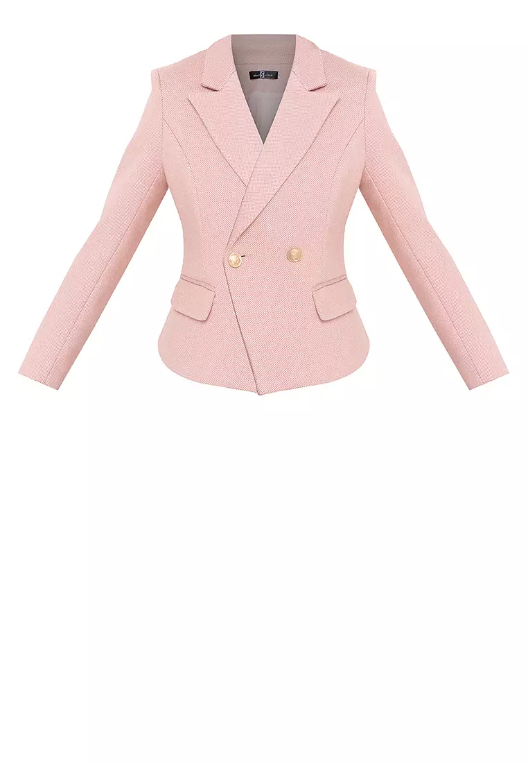 Wool Blend Cross Button Blazer