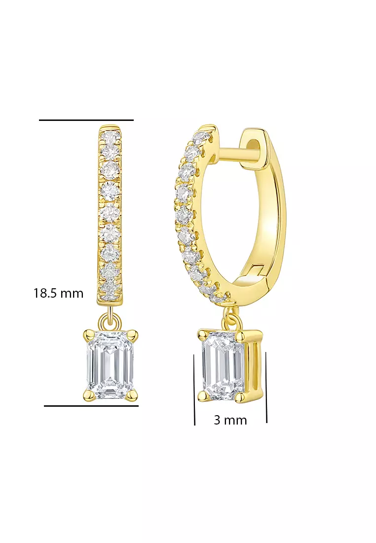 Lab Grown Diamond 0.85ct Emerld Drop diamond hoop Earrings
