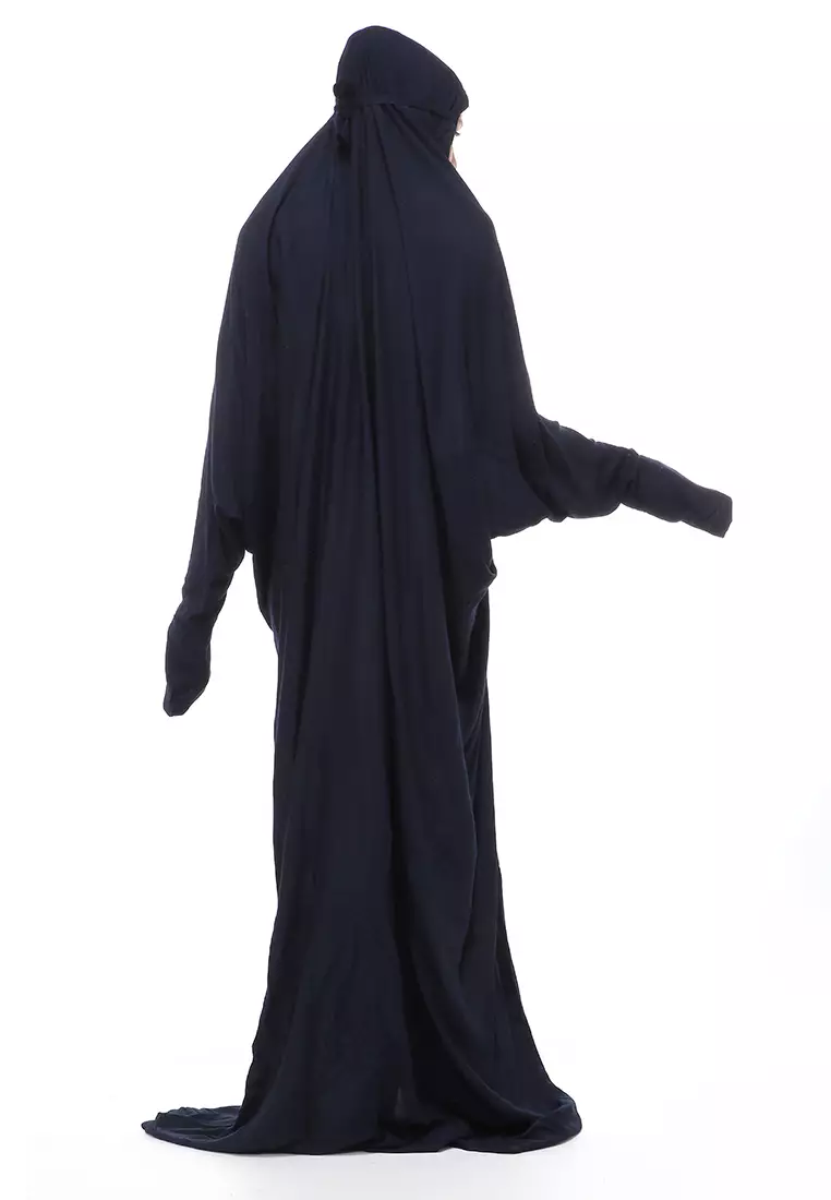 Karina Mukena Terusan Simple Muslimah Wanita Motif Polos Relaxed Fit - Navy