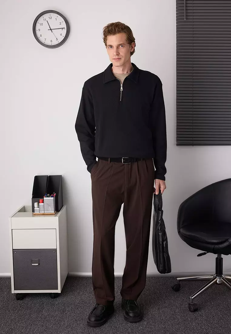 Black Oversize Polo Neck Plain Polo Neck T-Shirt/Sweatshirt