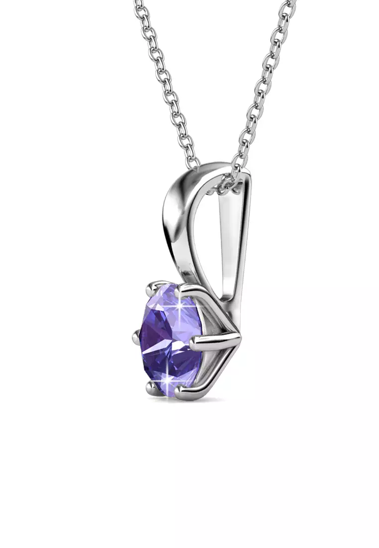 Birth Stone Pendant February Amethyst - Kalung Crystal Swarovski by Her Jewellery
