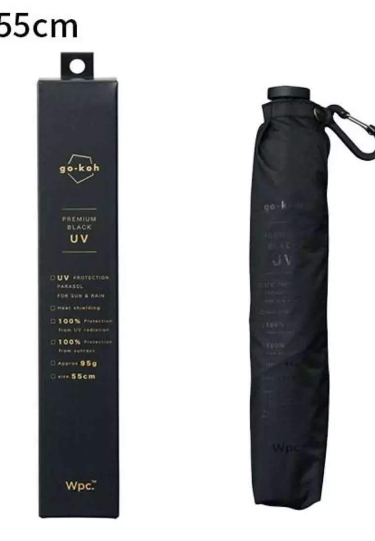 WPC Go Koh Premium Air Light UV Protection Upf 50+ Folding Umbrella 55cm 95G (Black)