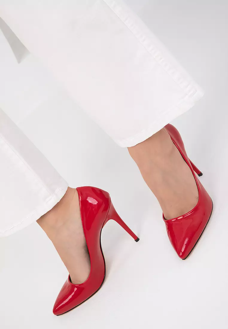 Patent Leather Red Women's Classic Heeled Shoes - 19720