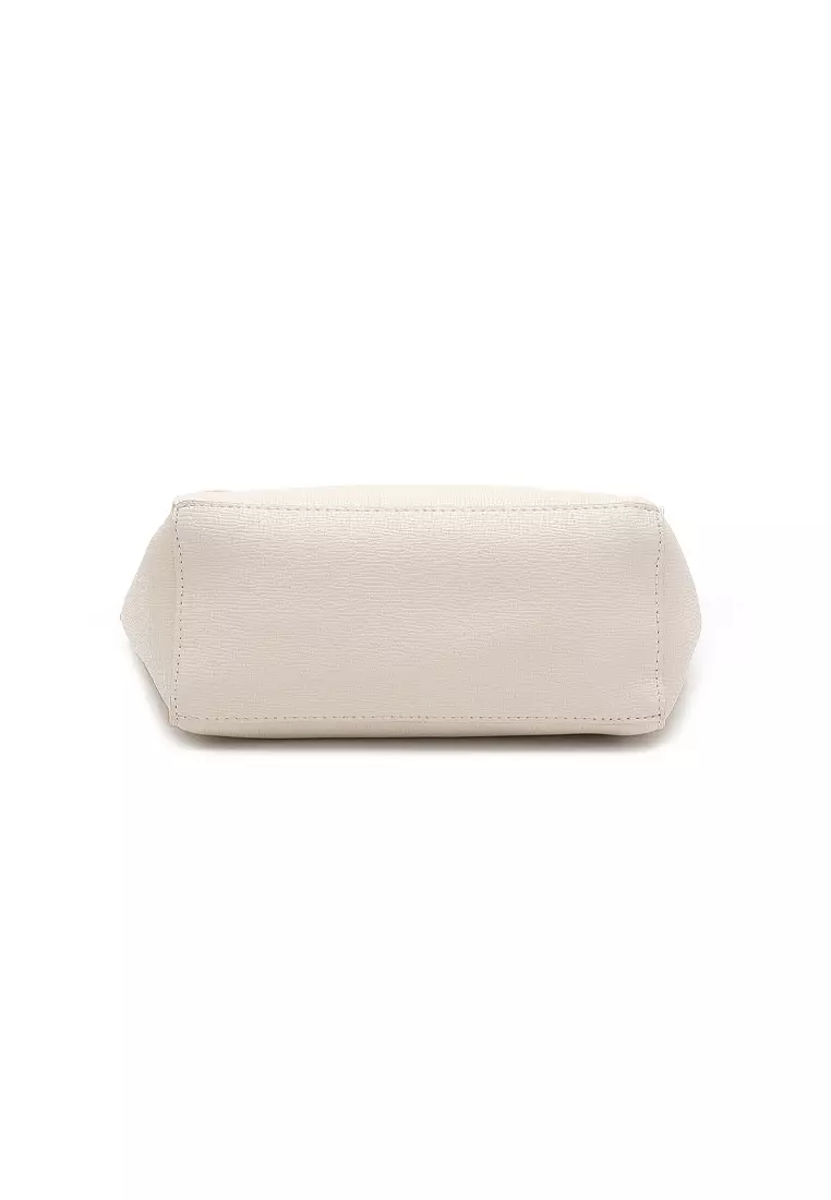 2-In-1 Top Handle Bag Sling Bag & Zipper Pouch - White
