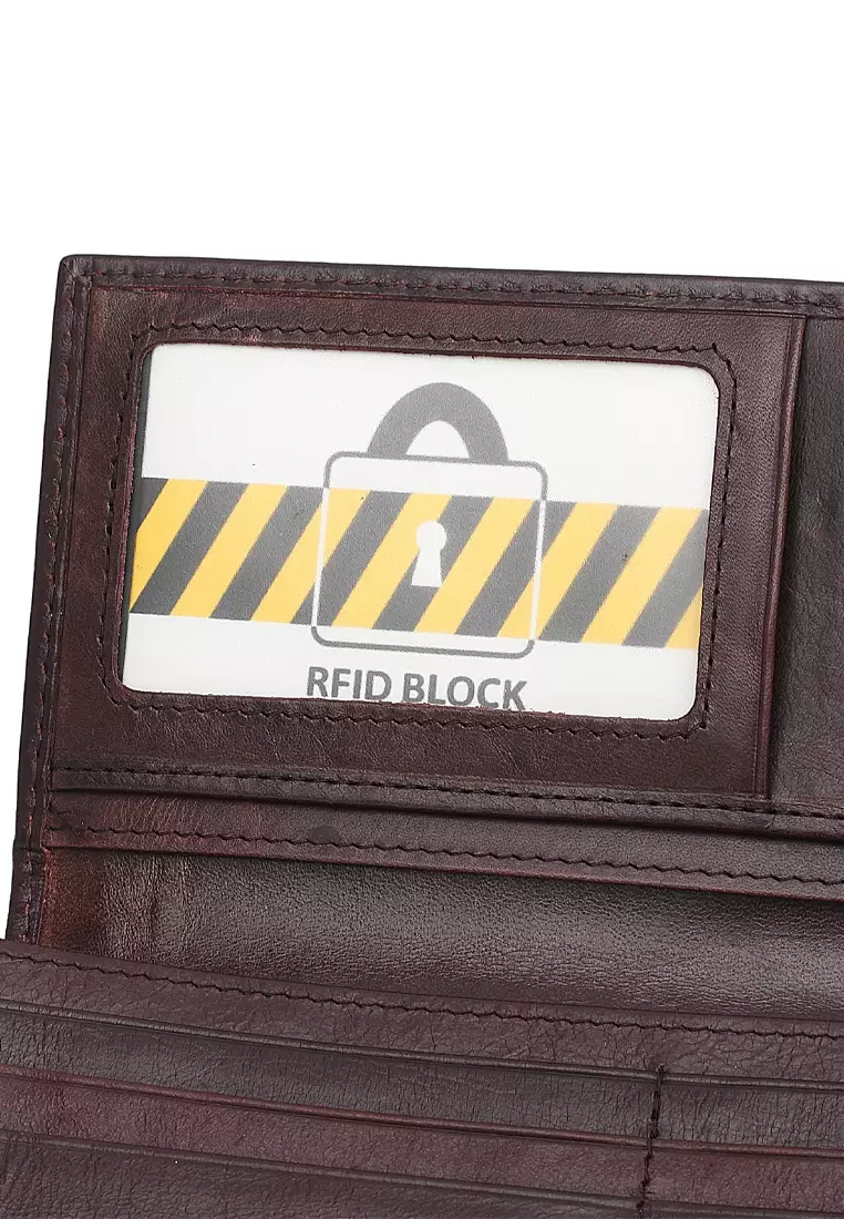 Genuine Leather RFID Blocking Long Wallet (Dompet Panjang Kulit Asli RFID Blocking Pria) - Cokelat